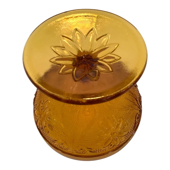 Vintage Amber Tiara Sandwich Pattern Sherbet Dessert Footed Glass Set Of 2 - Picture 5 of 6